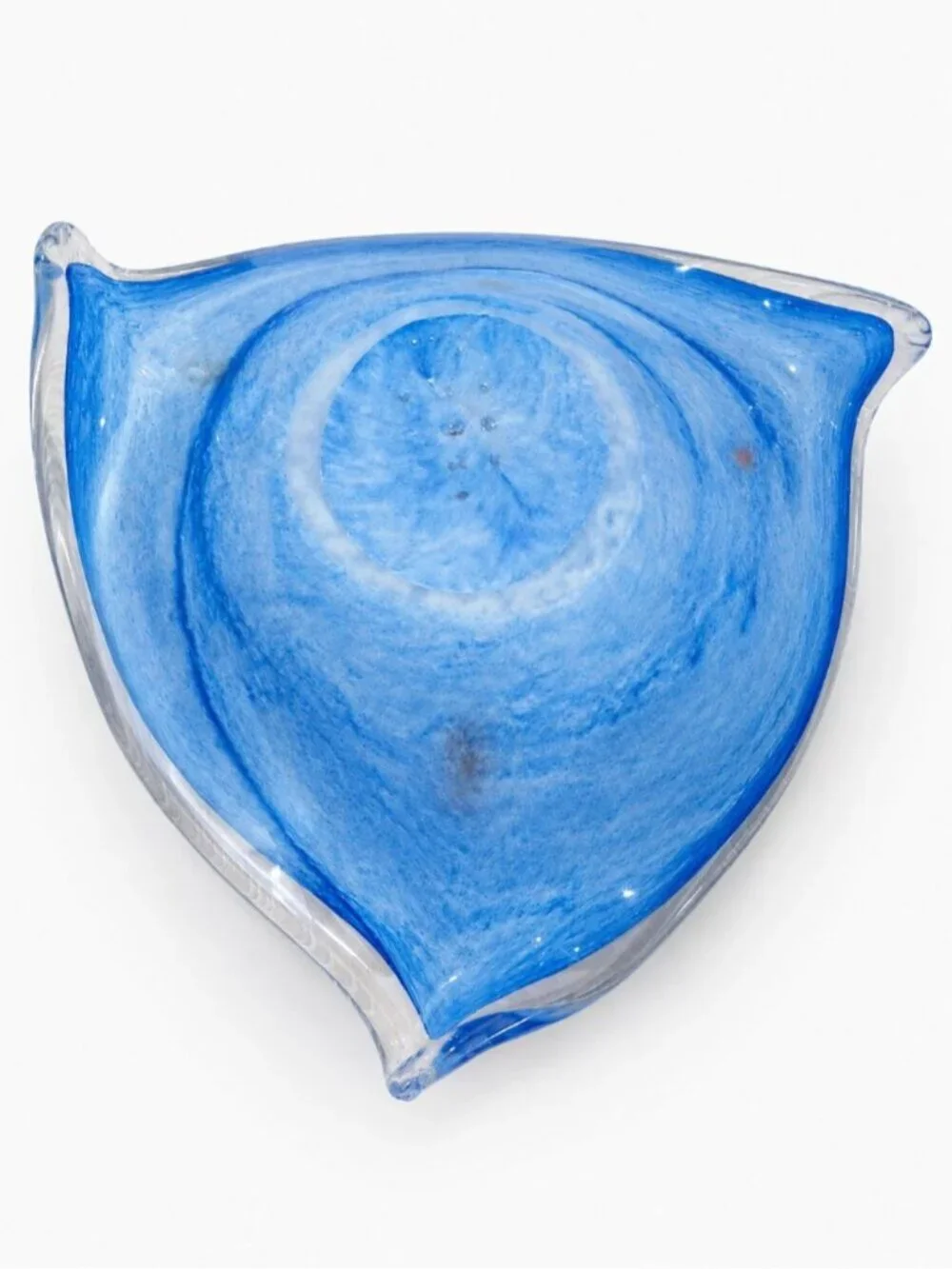 Vintage Blue Millefiori Art Glass Bowl Murano Style Hand Blown Murrine MCM Retro